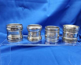 Set of Four Antique Victorian Silver Plated Napkin Rings Assorted Styles