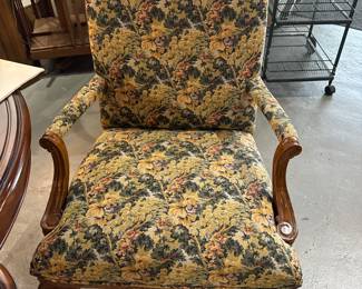 Tapestry Arm Chair with Claw Feet 