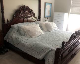 Vintage Reproduction Mahogany Kind Size Tester Style  Bed 