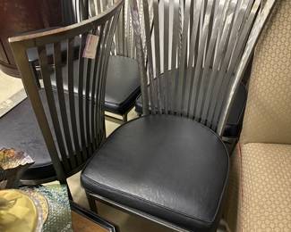 4 Steel & Black Vinyl Armless Chairs 