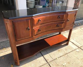 Arts & Craft Style Buffet with Black Granite Top for Dining Table & Chair Set 