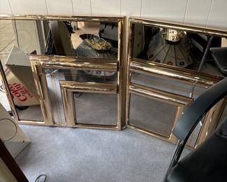 MCM Pair of Vintage "Accessory Art" Manufacture Left & Right Mirrors with Gold Accent 