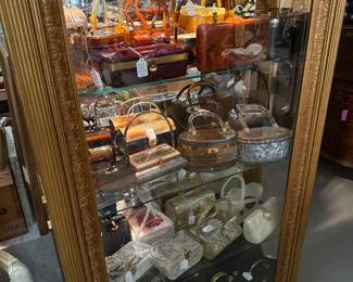 Curio Cabinet with Vintage Lucite Purses 