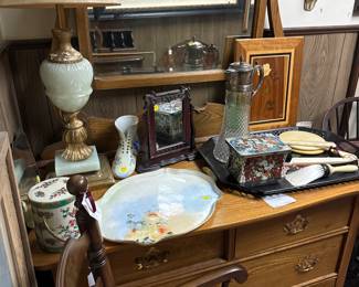 Vintage Oak Dresser w/ Mirror & Accents 