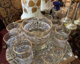 Vintage Bar Sets - Victorian Style pair of Milk Glass Lamps 