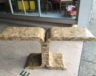Maitland Smith 10,000 Year Old Tessellated Wood Tile Table in stylized form of a Tree 