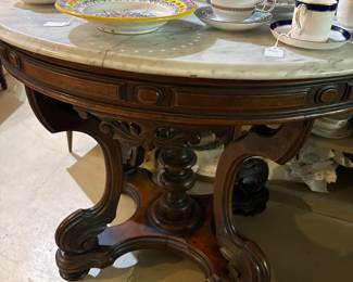 Antique Rosewood Table - Tea Cups, Serving Platters 