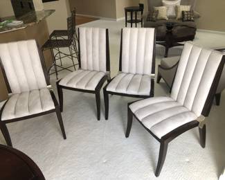 Michael Amini set of 4 Dining Chairs in Lt Gray Suede 