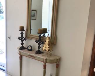 French Style Wall Console with Marble Top & Mirror, don't like the color it would be very easy to change the color 