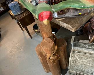 Wood Parrot on Pilings - Nickle Finished Cash Register 