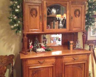 Oak hutch and buffet 