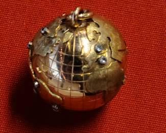 Custom made 18K world Globe pendant with Diamonds