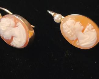 14K Cameo earrings