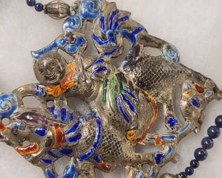 Rare Antique Oriental Sterling and Jade necklace