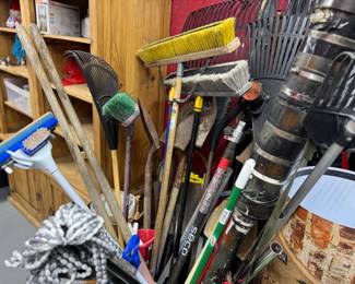 Brooms, Mops, Shovels, Rakes and more tools!