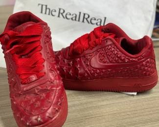 Nike Air Force 1 LV8 VT "Red Stars, released in 2015, featuring an all-red colorway with embossed star patterns,  Size 9.