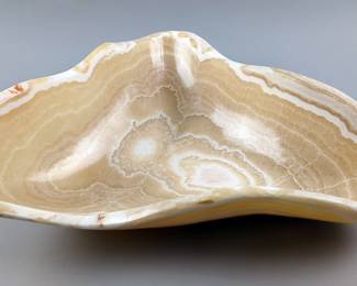 Large And Heavy Irregular Shaped Onyx Bowl, 18.25x13.25" 
