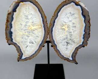 Brazilian Banded Agate Slice Wing Display, 19x17"