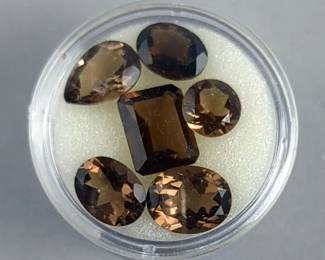 6 Smokey Quartz Multifaceted Gemstones, 11.45 Total Carat Weight 