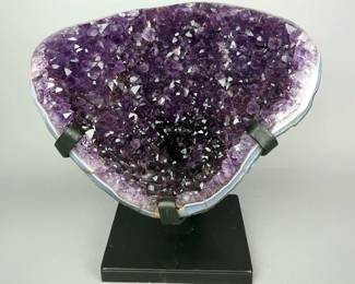 Large Brazilian Amethyst Geode On Metal Display Stand, 10.22kg, 13x14"