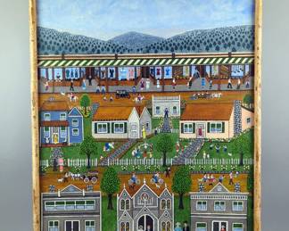 Fannie Lou Spelce Original Oil On Linen Canvas 'Three Streets', Frame Measures 37.5x25.5", Canvas Measures 36x24"