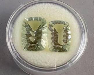 2 Green Amethyst/Prasiolite Multi-Faceted Gemstones - 10.2 Total Carat Weight 