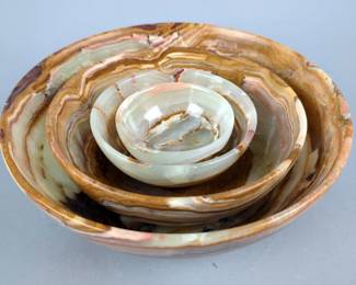 Green Onyx 4 Bowl Set, 8", 6", 4", And 3"