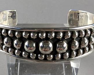 Hobnail Bangle Bracelet - 925 Silver