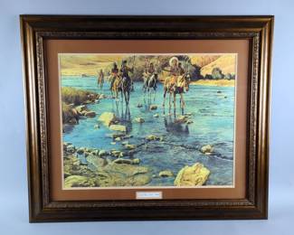 Mort Kunstler Western Art Print, 'Trail That Leaves None,' Framed And Matted Under Glass, 36.5" x 30.5" 