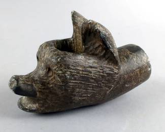 Carved Stone Animal Figure Pipe, 3.75"