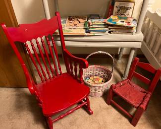 Child's rocking chair, children's books