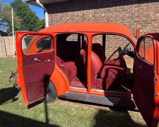 Highest bid through Friday at 3:00 pm on this 1937 Plymouth Sedan - Rear Door Suicide - 350 Chevy - Air Cond - Power Steering - Disc Brakes - Automatic - comes with over drive Transmission - Nova rear suspension - S-10 front - Auto comes with over drive trans. - Additional transmission - 700 R4 Classic cararena X