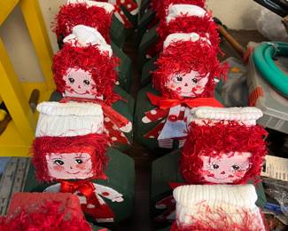 Hand painted Gingerbread Man, Snowman, Raggedy Ann and Raggedy Andy - painted on landscape bricks