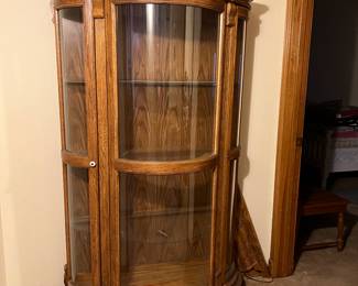 Oak Lighted Display Cabinet