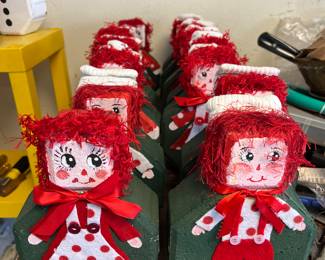 Hand painted Gingerbread Man, Snowman, Raggedy Ann and Raggedy Andy - painted on landscape bricks