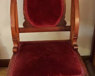 Pair of Victorian Side Chairs with fruitwood and mother of pearl inlay