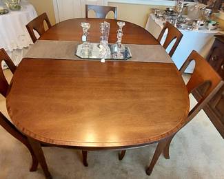 MCM Mahogany Dining Table w/ 6 Chairs by Stanley