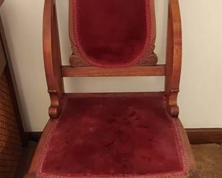 Pair of Victorian Side Chairs with fruitwood and mother of pearl inlay