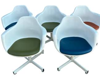 5 EAMES Style Shell Chairs, Mid Century
