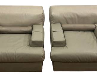 PERCIVAL LAFER Brazil Leather Armchairs, Pair
