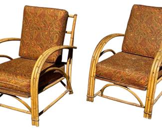 Boho Mid Century Rattan Lounge Chairs
