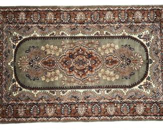 Vintage Floral Sage & Beige Tabriz Rug
