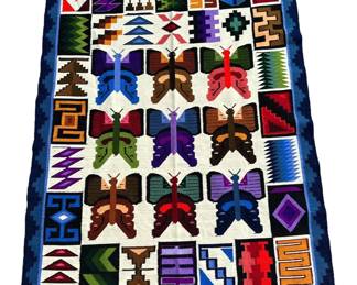 Exceptional Peruvian Butterfly Hand Woven Kilim Rug

