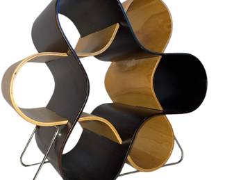 Modernist Sculptural Bentwood & Walnut Wine Rack
