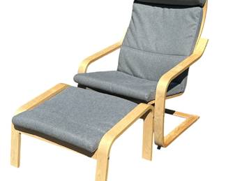 Mid Century Style IKEA "Poang" Chair and Ottoman
