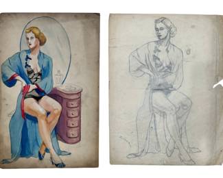 Two Sexy Pin Up Girl Drawings ZOHRER 3D
