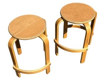 ALVAR AALTO Style Stools, Pair
