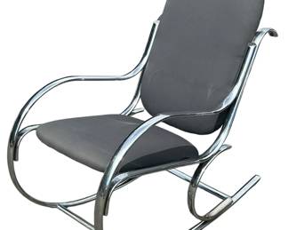 Mid Century Modern THONET Style Chrome Rocking Chair
