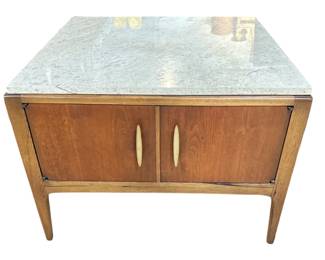 Mid Century Marble Top Low Cabinet

