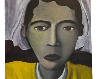 Abstract Oil on Canvas Portrait of a Boy
